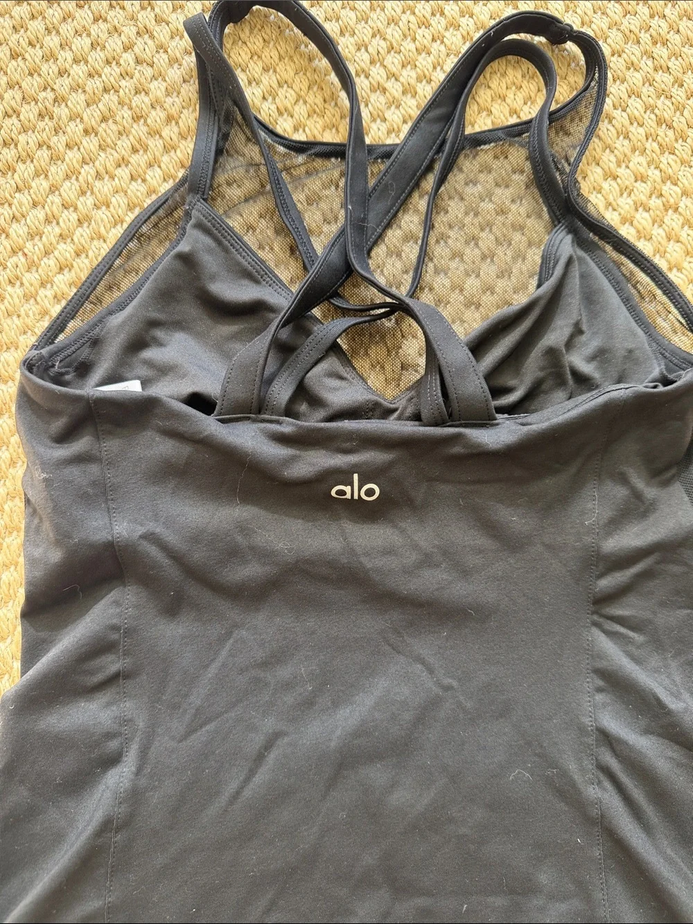 Alo Carmen Bra Black Mesh Detail Tank Top size small